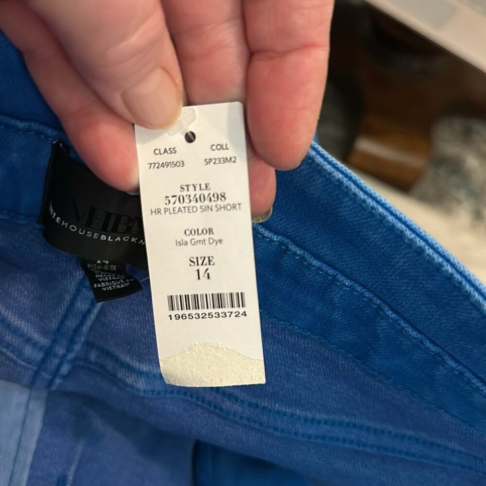 WHBM High Rise Pleated Shorts Blue Size 14 NWT - Picture 7 of 10